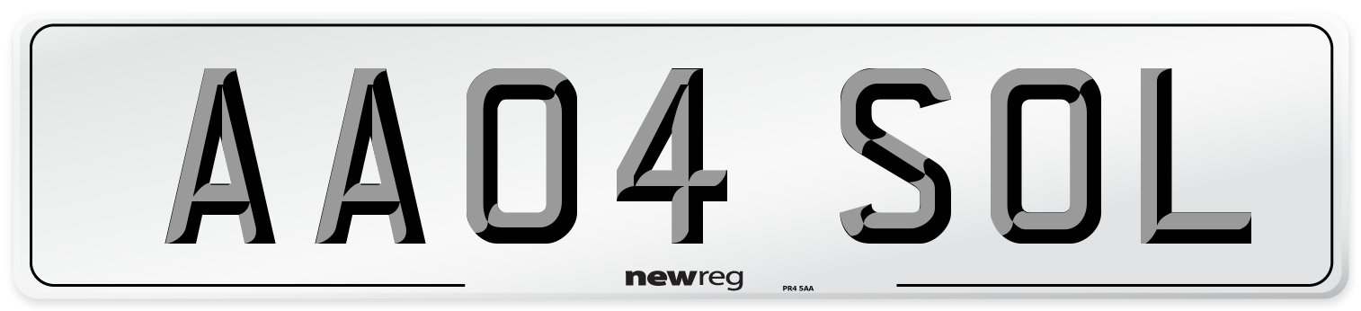 AA04 SOL Number Plate from New Reg
